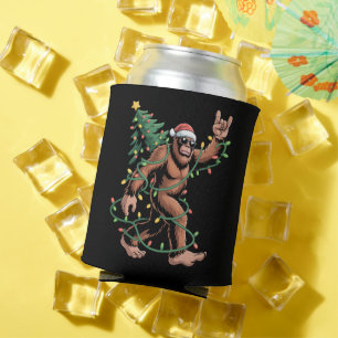 Bigfoot Santa Christmas Tree Sasquatch Santa  Can Cooler