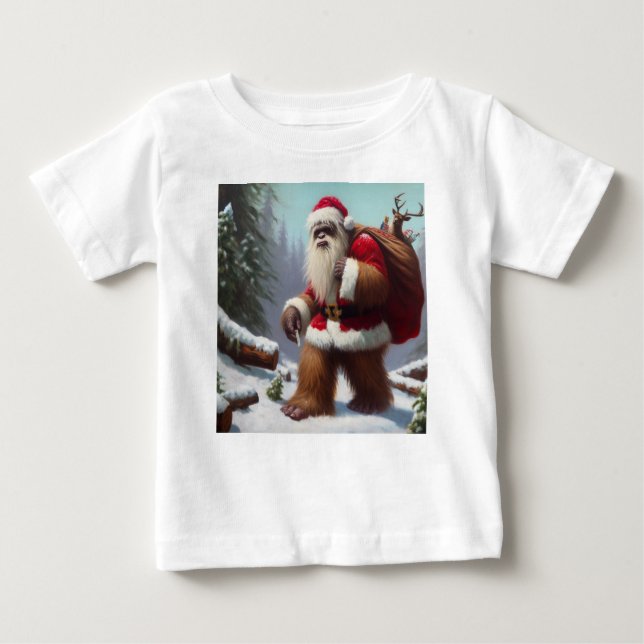 Bigfoot Santa Claus Baby T-Shirt (Front)