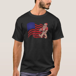 Bigfoot Santa Claus Christmas Patriotic Flag Ameri T-Shirt