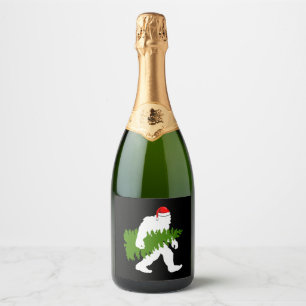 BigFoot Santa Claus Fun Christmas Gifts Sparkling Wine Label