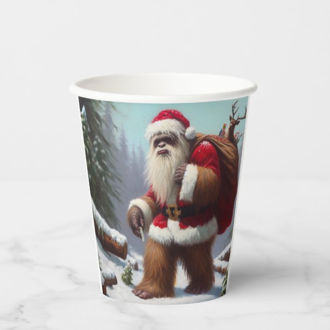 Bigfoot Santa Claus Paper Cups (Front)