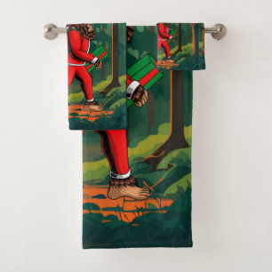 Bigfoot Santa Claus Sack of Gifts Bath Towel Set