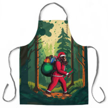 Bigfoot Santa Claus Sack of Gifts Forest Woods