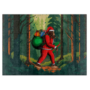 Bigfoot Santa Claus Sack of Gifts Rectangular Cutting Board