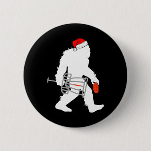 Bigfoot Santa Disc Golf Christmas Disc Golfer Xmas 6 Cm Round Badge