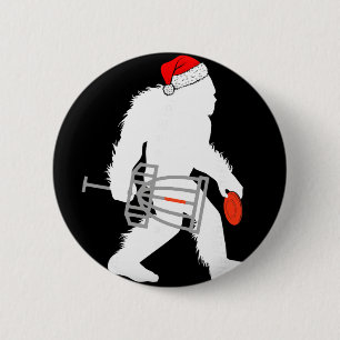 Bigfoot Santa Disc Golf Christmas Disc Golfer Xmas 6 Cm Round Badge