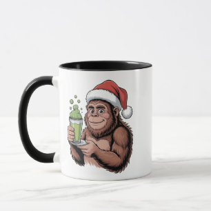 Bigfoot Santa Funny Sasquatch Holding Matcha Xmas Mug