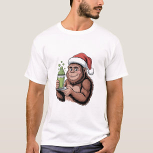Bigfoot Santa Funny Sasquatch Holding Matcha Xmas T-Shirt