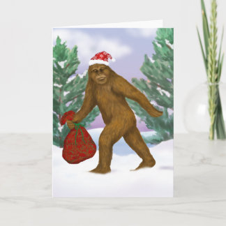 Bigfoot Santa Holiday Greeting Card