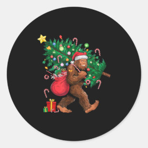 Bigfoot Santa Most Wonderful Christmas Tree Lights Classic Round Sticker