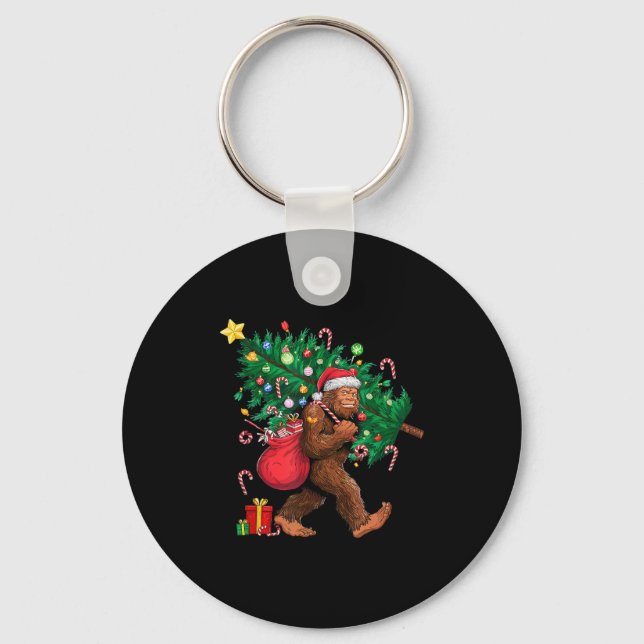 Bigfoot Santa Most Wonderful Christmas Tree Lights Key Ring (Front)