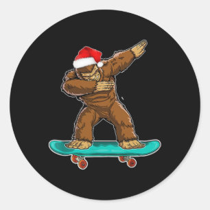 Bigfoot Santa Skateboarding Skater Dabbing Skatebo Classic Round Sticker
