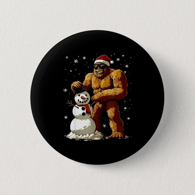 Bigfoot Santa Snowman Kids Boys Men Xmas Christmas 6 Cm Round Badge (Front)