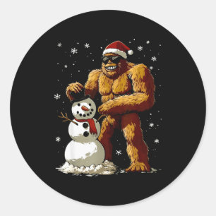 Bigfoot Santa Snowman Kids Boys Men Xmas Christmas Classic Round Sticker