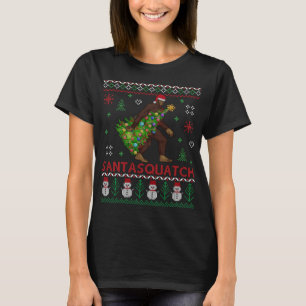 Bigfoot - Santa Squatch Carrying Christmas Tree Li T-Shirt