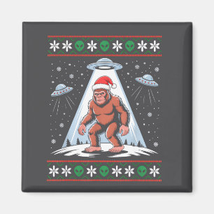 Bigfoot Santa Ufo Alien Funny Ugly Christmas Sweat Magnet