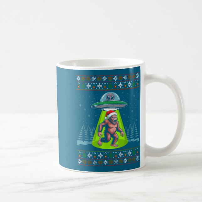 Bigfoot Santa Ufo Sasquatch Funny Ugly Christmas S Coffee Mug (Right)