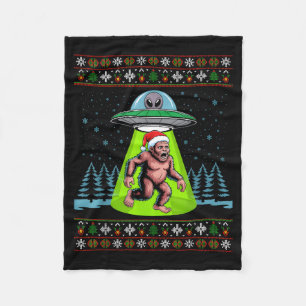 Bigfoot Santa Ufo Sasquatch Funny Ugly Christmas S Fleece Blanket