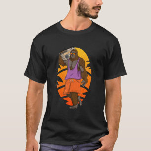 Bigfoot Sasquatc Chill With Radio And Sunglasses R T-Shirt