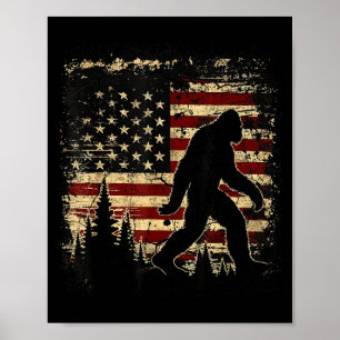 Bigfoot sasquatch 4th of july patriotic american poster