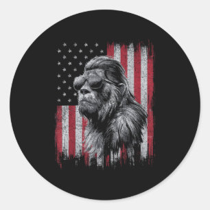 Bigfoot Sasquatch 4th Of July Patriotic Usa Indepe Classic Round Sticker