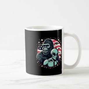 Bigfoot Sasquatch Alien Amp Bigfoot Usa Flag Fathe Coffee Mug