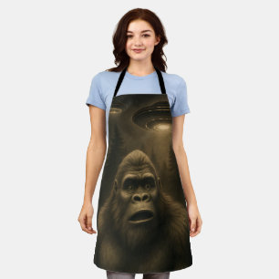 Bigfoot Sasquatch Alien UFO Funny Apron
