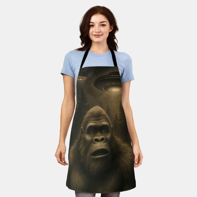 Bigfoot Sasquatch Alien UFO Funny Apron (Worn)