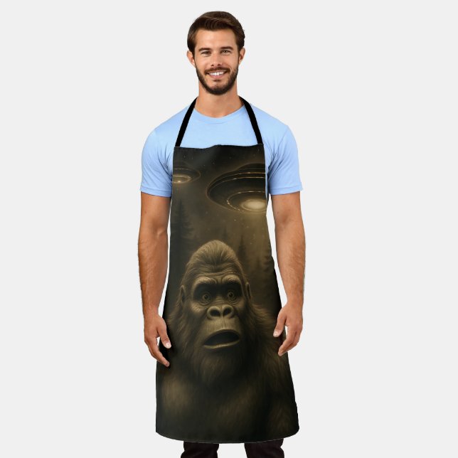Bigfoot Sasquatch Alien UFO Funny Apron (Worn)