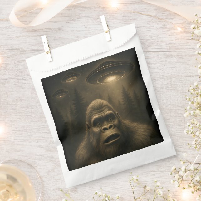 Bigfoot Sasquatch Alien UFO Funny Favour Bag (Clipped)