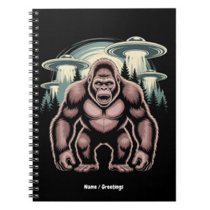 Bigfoot Sasquatch Alien UFO Funny Graphic Design Notebook