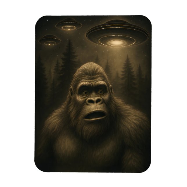 Bigfoot Sasquatch Alien UFO Funny Magnet (Vertical)