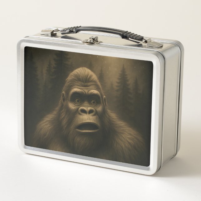 Bigfoot Sasquatch Alien UFO Funny Metal Lunch Box (Front)