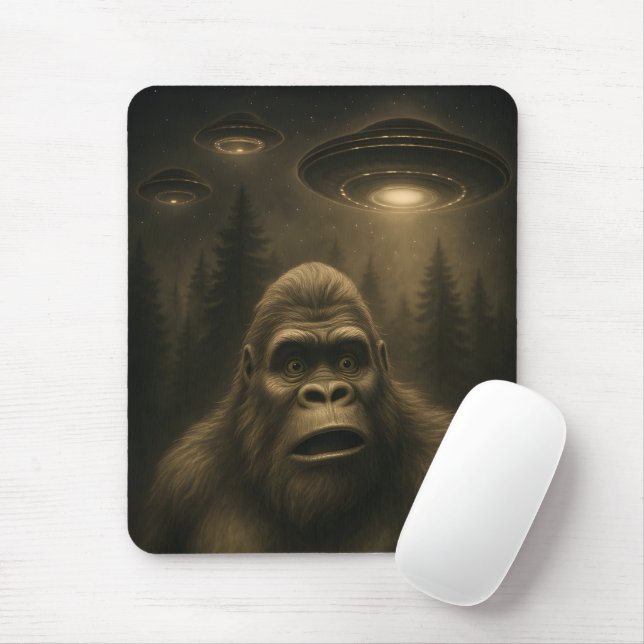 Bigfoot Sasquatch Alien UFO Funny Mouse Pad (With Mouse)