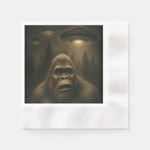 Bigfoot Sasquatch Alien UFO Funny Napkin