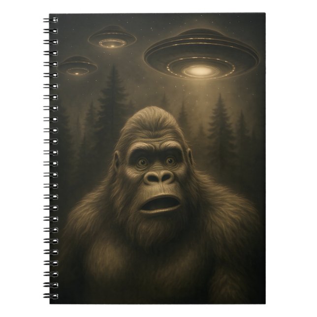 Bigfoot Sasquatch Alien UFO Funny Notebook (Front)