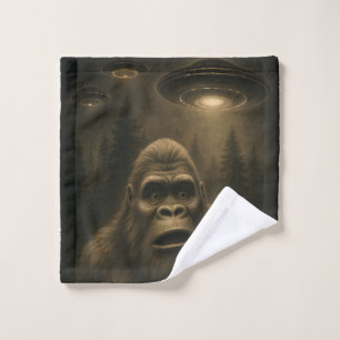 Bigfoot Sasquatch Alien UFO Funny Wash Cloth