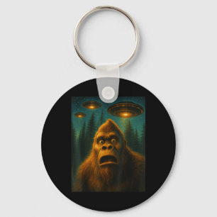 Bigfoot Sasquatch Alien Ufo Starry Night Gifts Men Key Ring