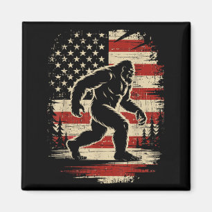 Bigfoot Sasquatch America Flag Patriotic 4th of Magnet