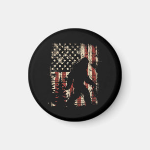 Bigfoot Sasquatch America Flag Patriotic Men Women Magnet