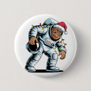 Bigfoot Sasquatch Astronaut Christmas 2026 Holiday 6 Cm Round Badge