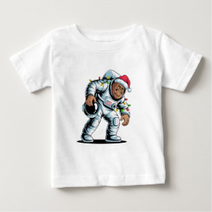 Bigfoot Sasquatch Astronaut Christmas 2026 Holiday Baby T-Shirt