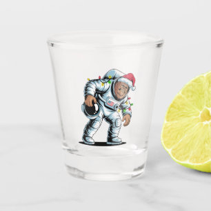 Bigfoot Sasquatch Astronaut Christmas 2026 Holiday Shot Glass
