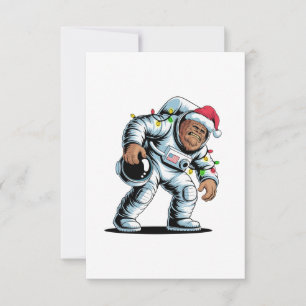 Bigfoot Sasquatch Astronaut Christmas 2026 Holiday Thank You Card