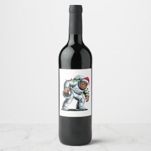 Bigfoot Sasquatch Astronaut Christmas 2026 Holiday Wine Label