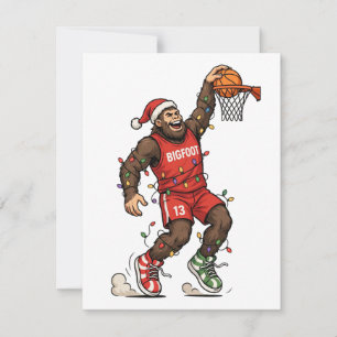 Bigfoot Sasquatch Basketball Christmas 2026 Holida Card