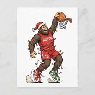 Bigfoot Sasquatch Basketball Christmas 2026 Holida Postcard