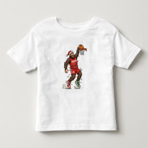 Bigfoot Sasquatch Basketball Christmas 2026 Holida Toddler T-Shirt