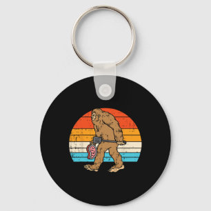 Bigfoot Sasquatch Bbq Retro Byrbecue Grilling Men Key Ring
