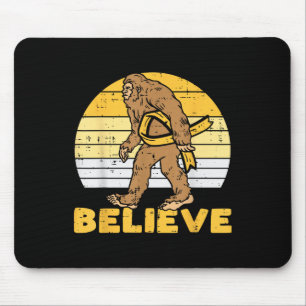Bigfoot Sasquatch Believe Childhood Cancer Ribbon Mouse Pad